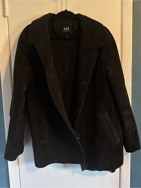 AM STUDIO Brown/Black Shearling-Backed Leather Jacket